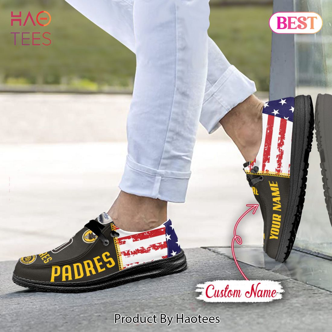 MLB San Diego Padres Custom Name Hey Dude Shoes MLB San Diego Padres Custom Name Hey Dude Shoes