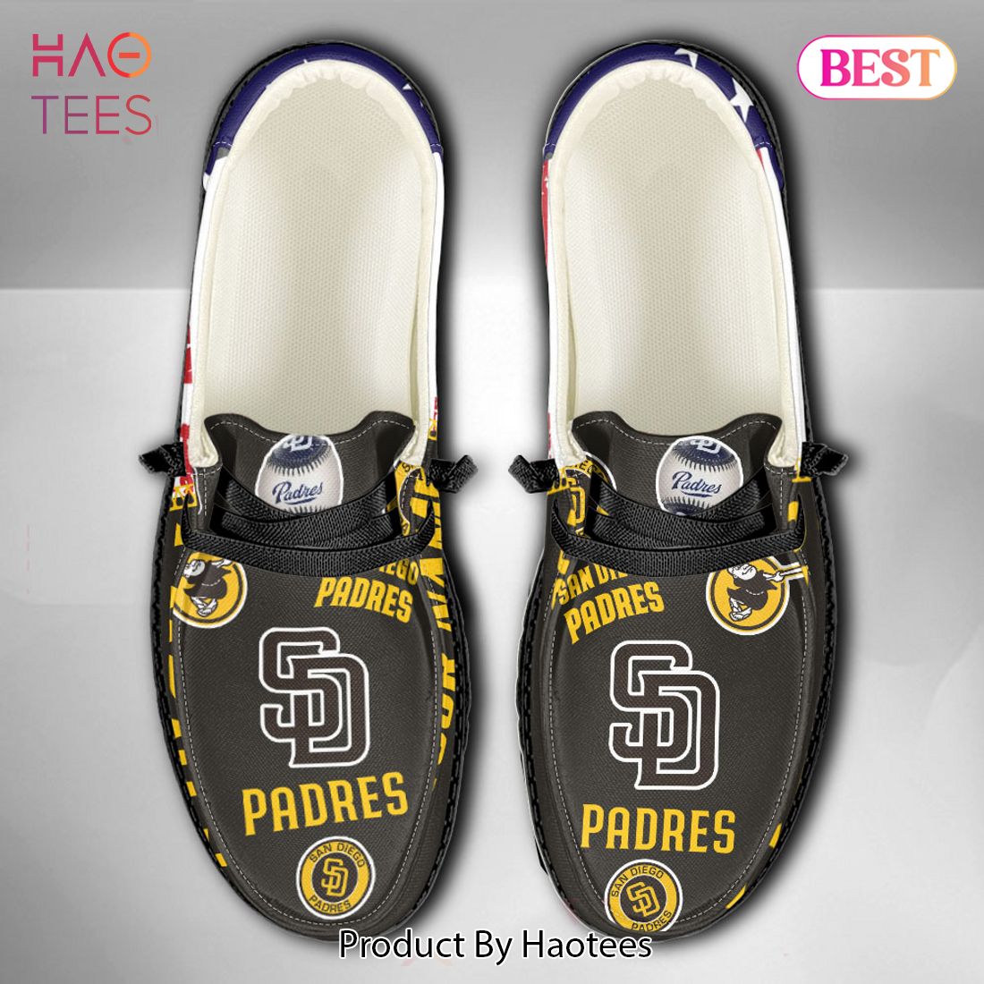 MLB San Diego Padres Custom Name Hey Dude Shoes MLB San Diego Padres Custom Name Hey Dude Shoes