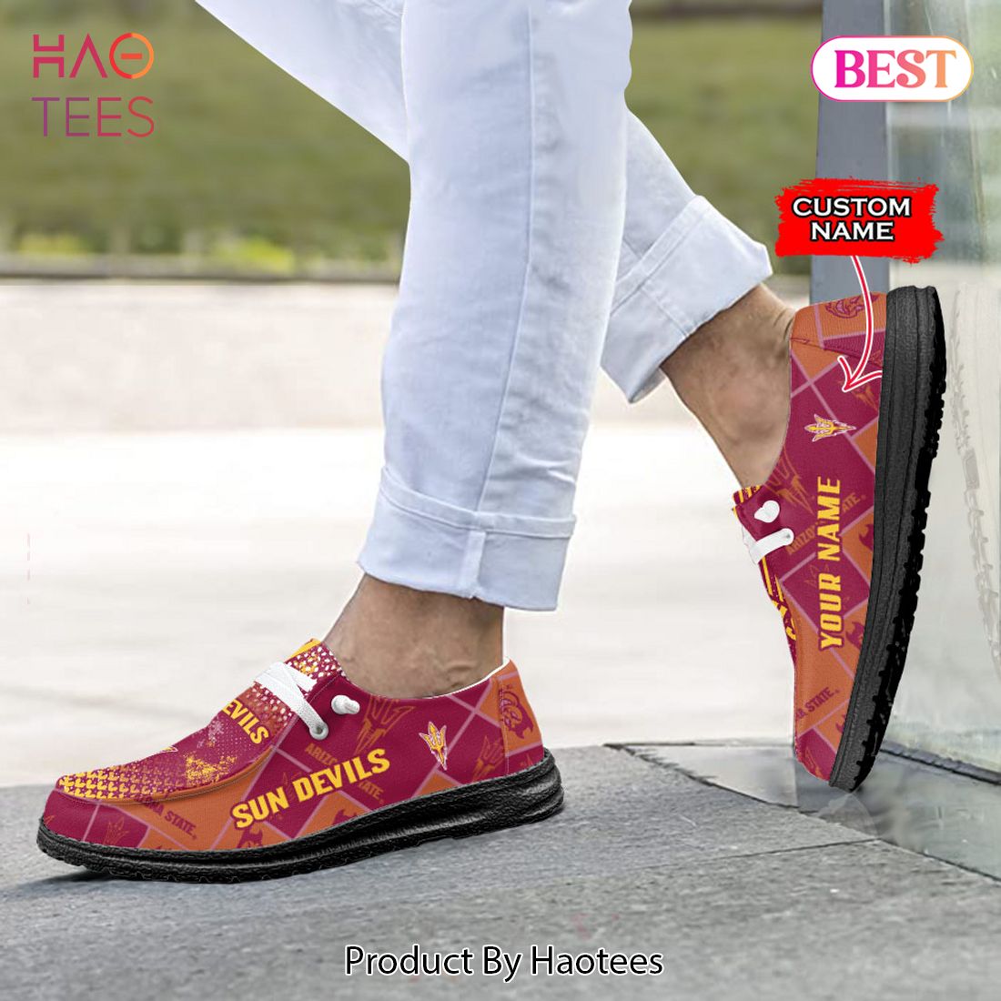 NCAA Arizona State Sun Devils Custom Name Hey Dude Shoes 03 M7 NCAA Arizona State Sun Devils Custom Name Hey Dude Shoes 03 M7