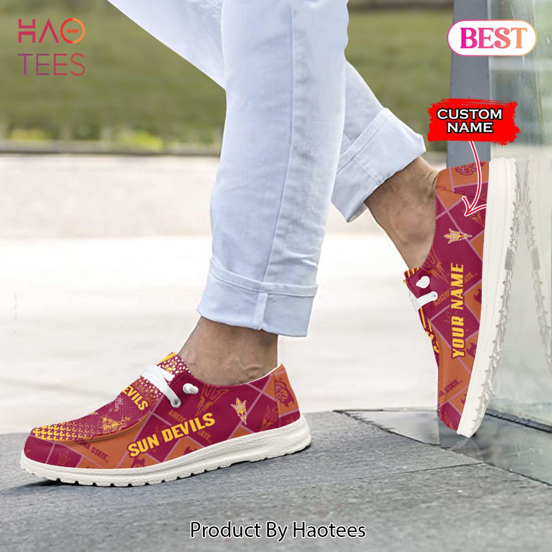 NCAA Arizona State Sun Devils Custom Name Hey Dude Shoes 03 M7 NCAA Arizona State Sun Devils Custom Name Hey Dude Shoes 03 M7