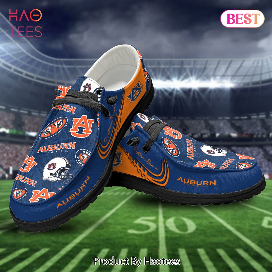 NCAA Auburn Tigers Custom Name Hey Dude Shoes NCAA Auburn Tigers Custom Name Hey Dude Shoes