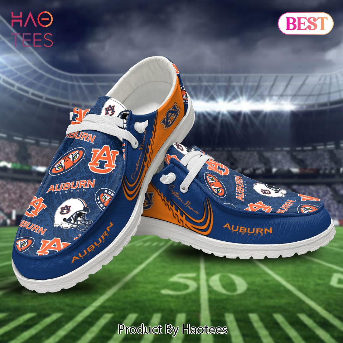 NCAA Auburn Tigers Custom Name Hey Dude Shoes NCAA Auburn Tigers Custom Name Hey Dude Shoes