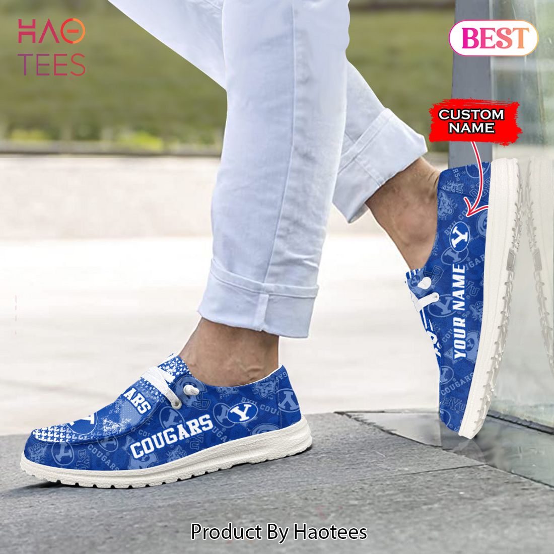 NCAA BYU Cougars Custom Name Hey Dude Shoes 03 M7 NCAA BYU Cougars Custom Name Hey Dude Shoes 03 M7