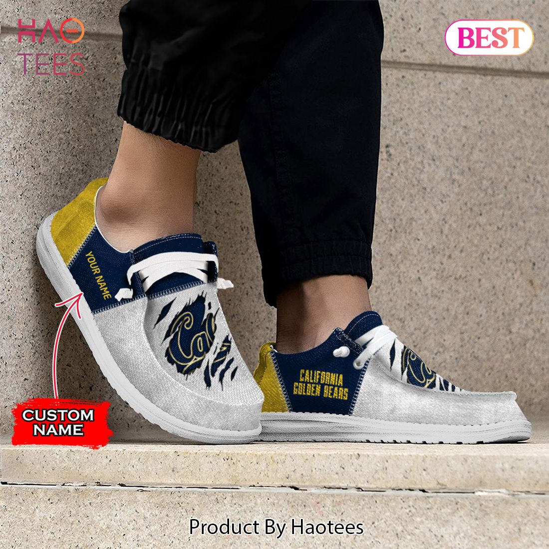 NCAA California Golden Bears Custom Name Hey Dude Shoes 09 M79 NCAA California Golden Bears Custom Name Hey Dude Shoes 09 M79