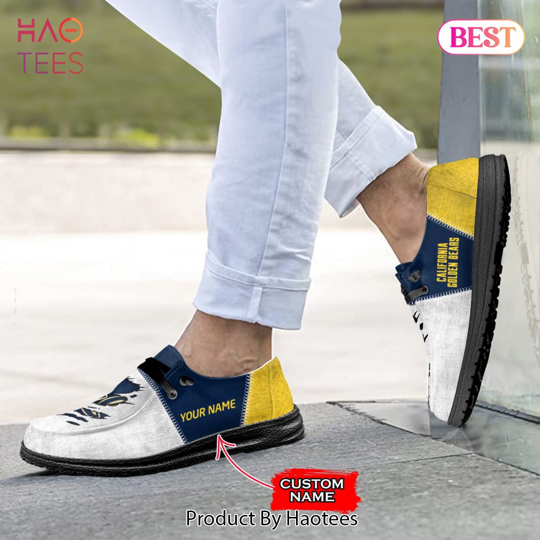 NCAA California Golden Bears Custom Name Hey Dude Shoes 09 M79 NCAA California Golden Bears Custom Name Hey Dude Shoes 09 M79