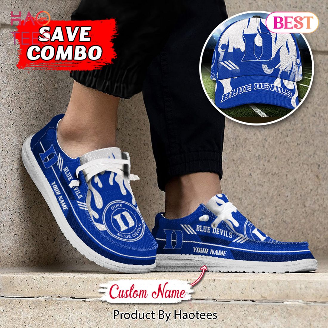 NCAA Duke Blue Devils Custom Name Hey Dude Shoes NCAA Duke Blue Devils Custom Name Hey Dude Shoes