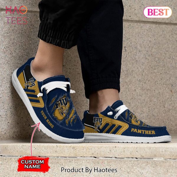 NCAA FIU Golden Panthers Custom Name Hey Dude Shoes