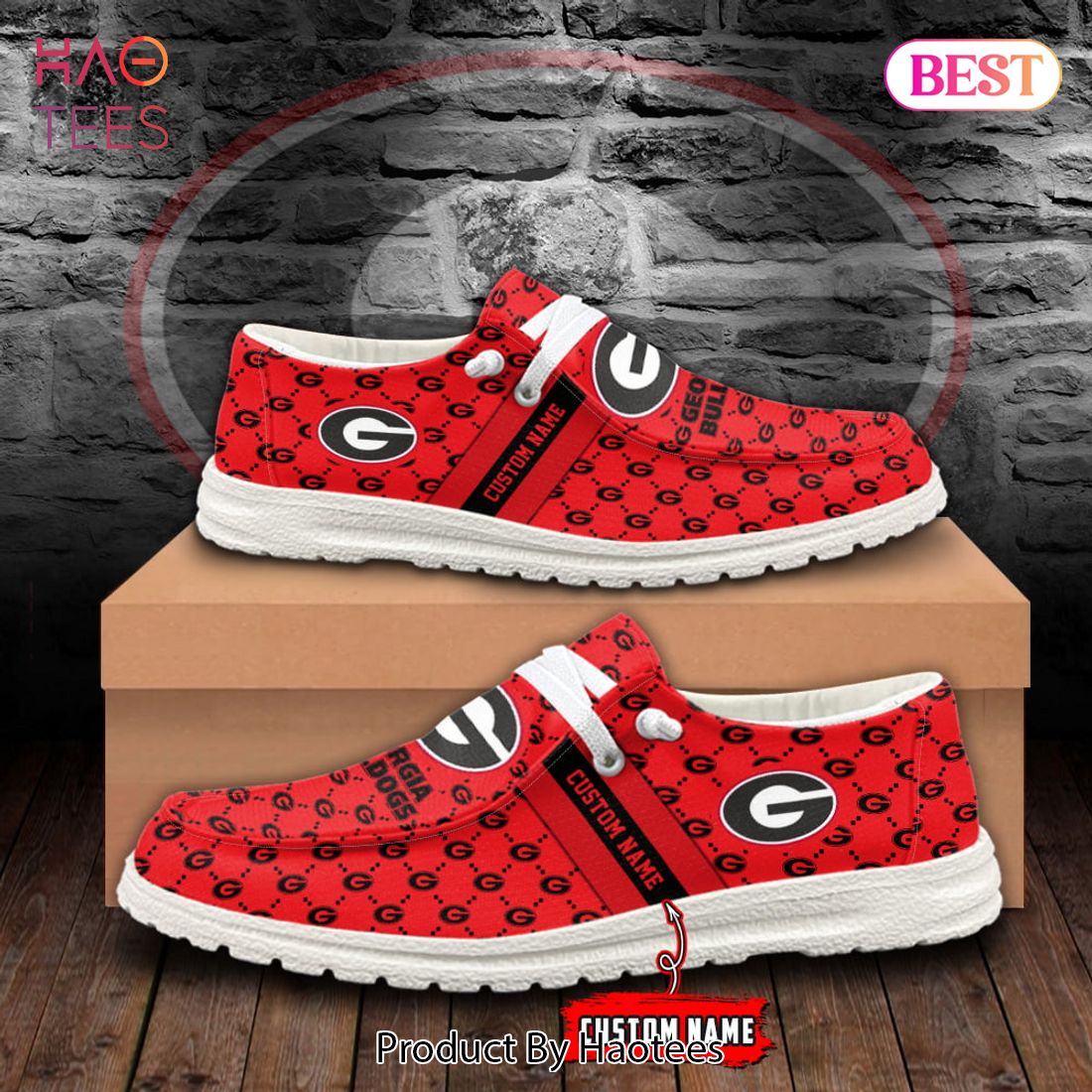 NCAA Georgia Bulldogs Custom Name Hey Dude Shoes NCAA Georgia Bulldogs Custom Name Hey Dude Shoes