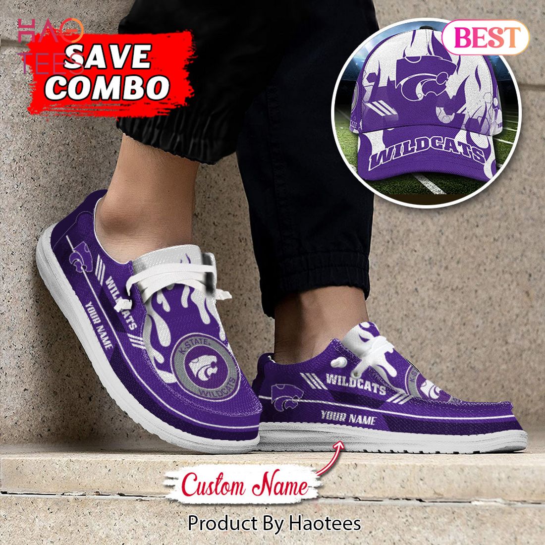 NCAA Kansas State Wildcats Custom Name Hey Dude Shoes NCAA Kansas State Wildcats Custom Name Hey Dude Shoes