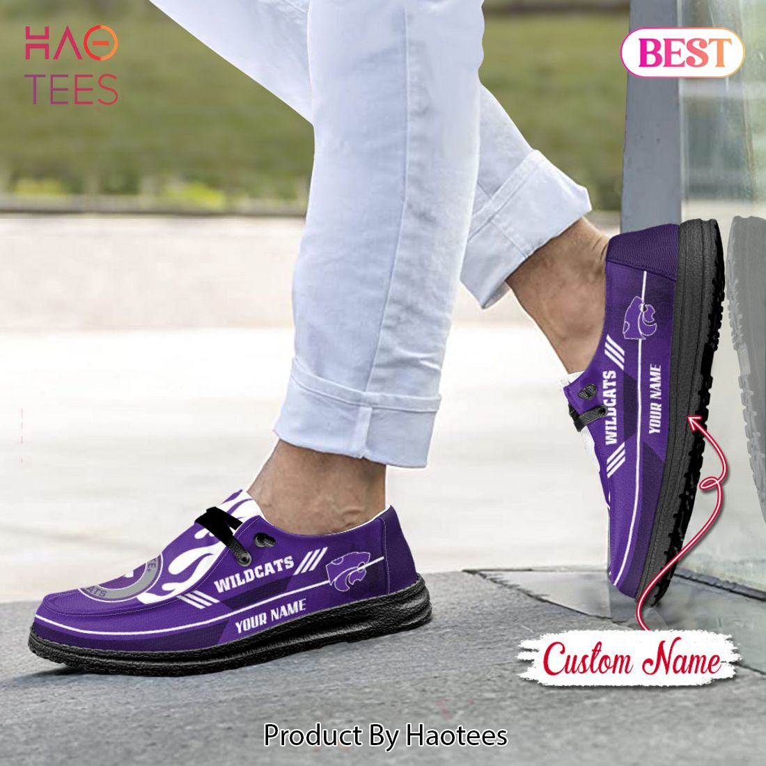 NCAA Kansas State Wildcats Custom Name Hey Dude Shoes NCAA Kansas State Wildcats Custom Name Hey Dude Shoes