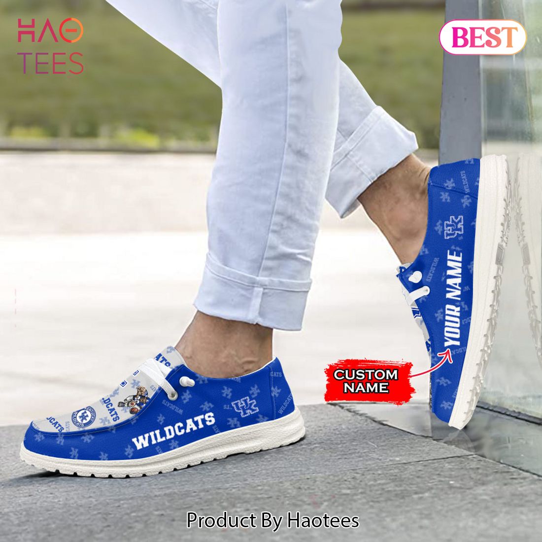 NCAA Kentucky Wildcats Custom Name Hey Dude Shoes 01 M7 NCAA Kentucky Wildcats Custom Name Hey Dude Shoes 01 M7
