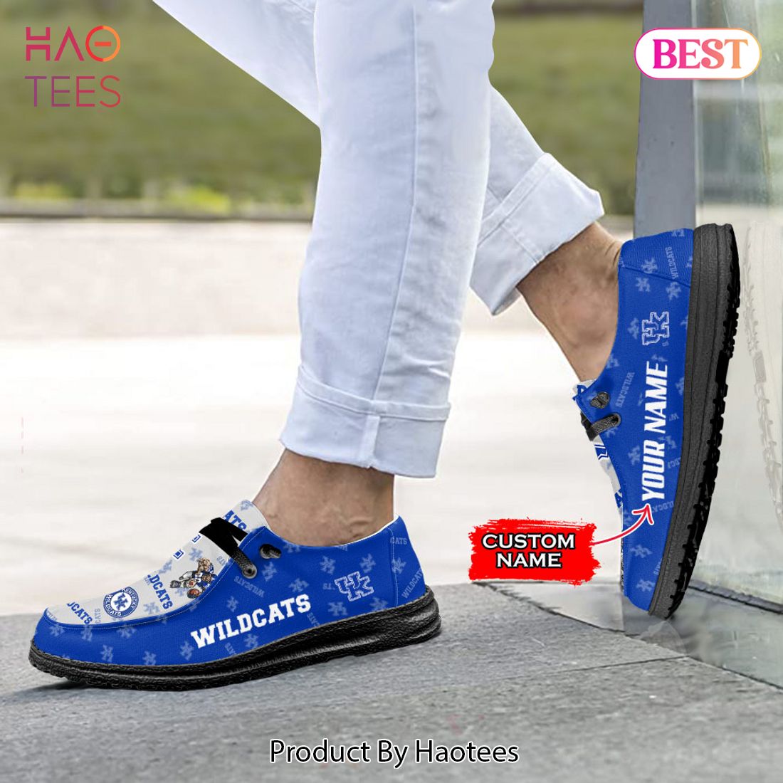 NCAA Kentucky Wildcats Custom Name Hey Dude Shoes 01 M7 NCAA Kentucky Wildcats Custom Name Hey Dude Shoes 01 M7