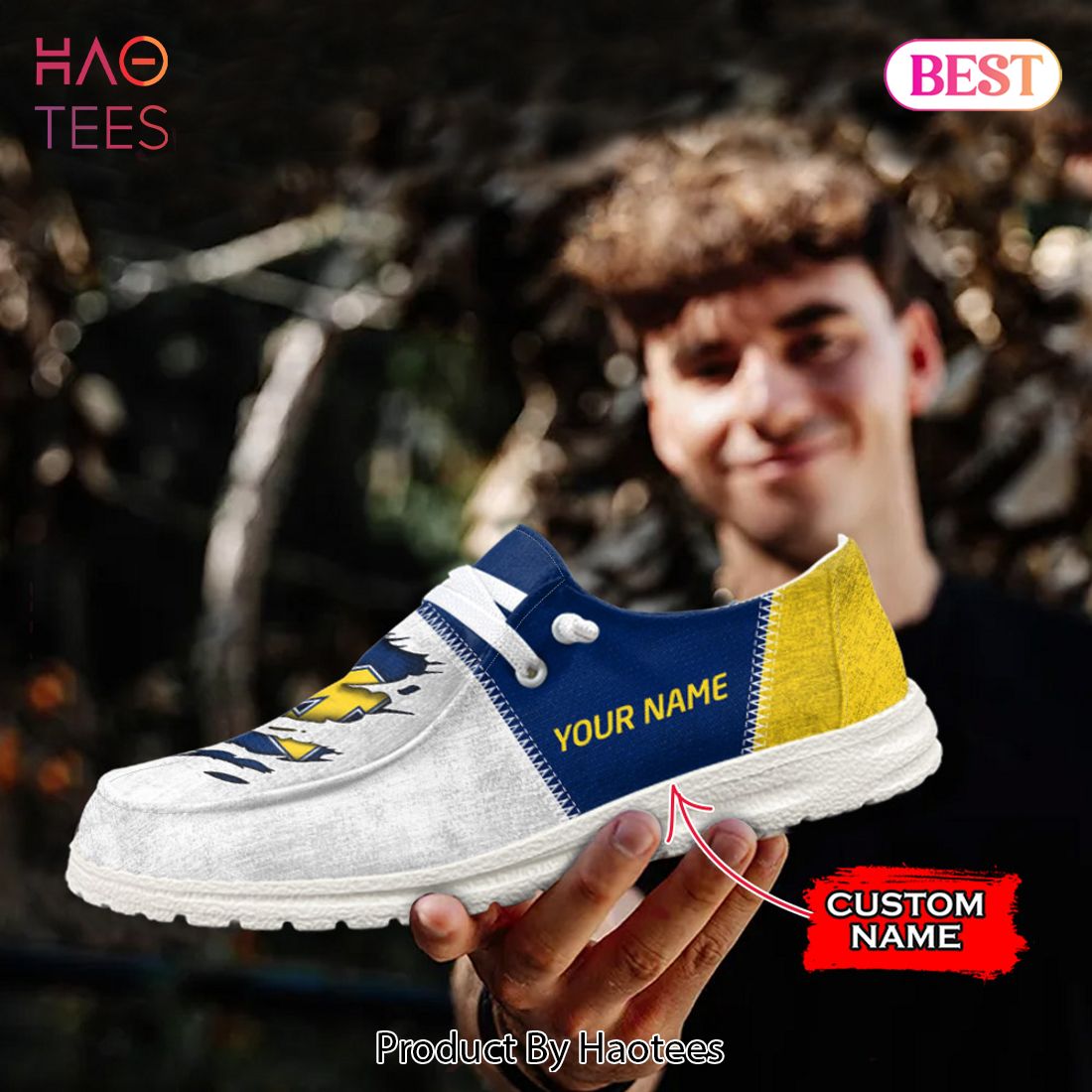 NCAA Michigan Wolverines Custom Name Hey Dude Shoes 09 M79 NCAA Michigan Wolverines Custom Name Hey Dude Shoes 09 M79