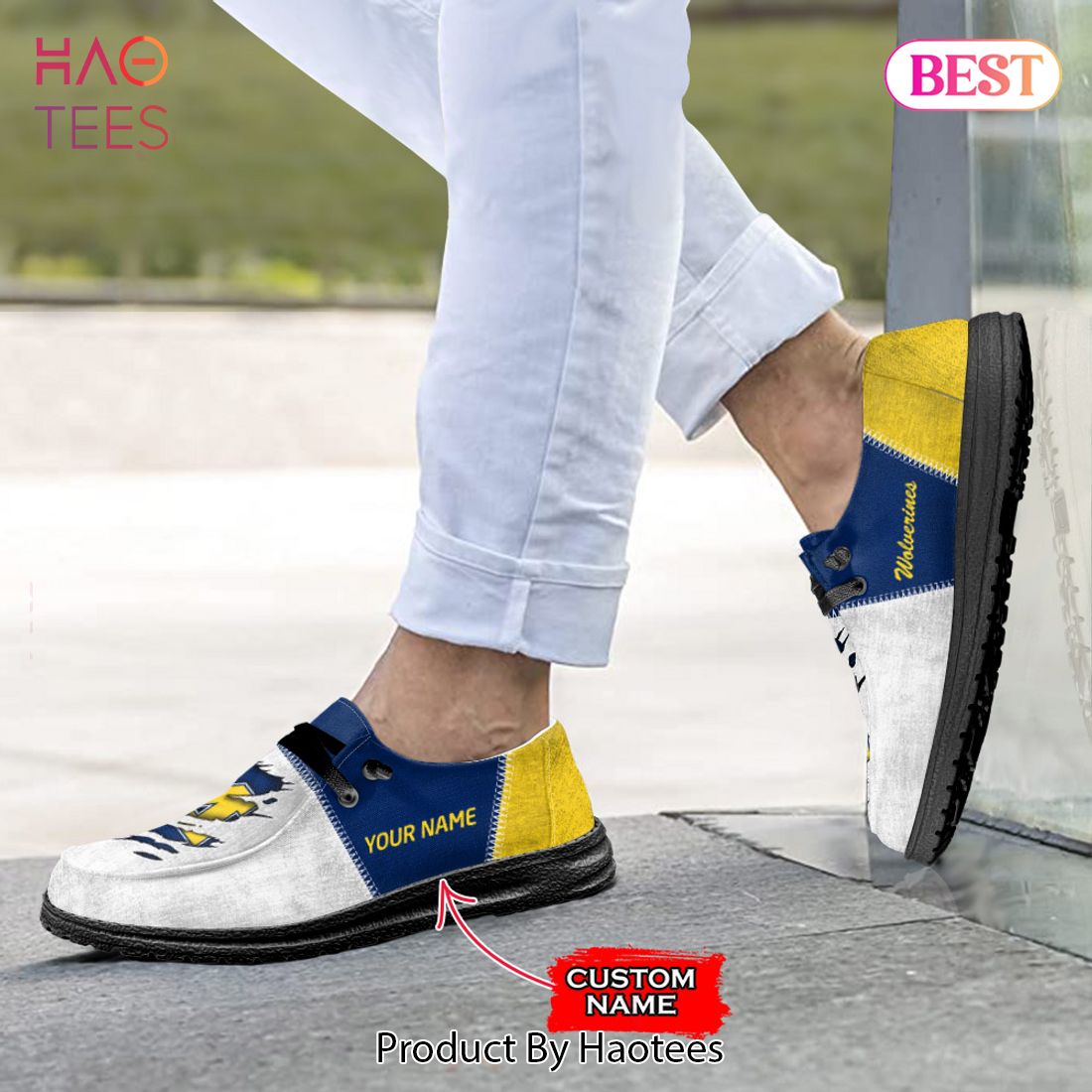NCAA Michigan Wolverines Custom Name Hey Dude Shoes 09 M79 NCAA Michigan Wolverines Custom Name Hey Dude Shoes 09 M79