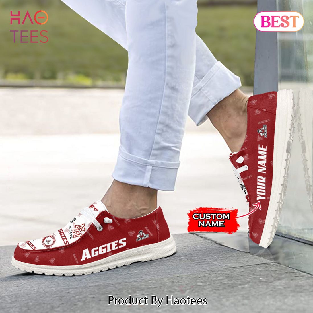 NCAA New Mexico State Aggies Custom Name Hey Dude Shoes 01 M7 NCAA New Mexico State Aggies Custom Name Hey Dude Shoes 01 M7