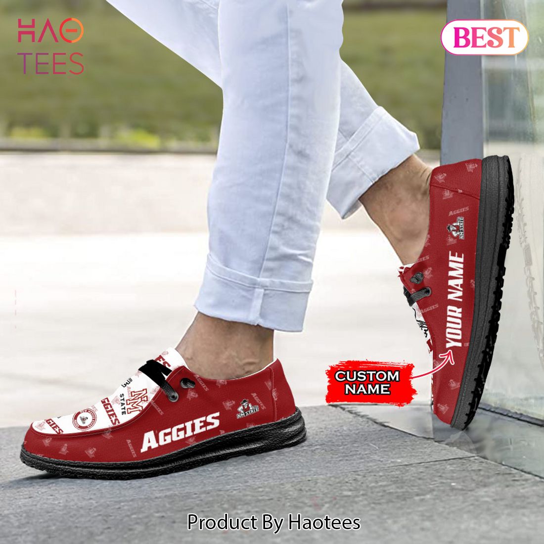 NCAA New Mexico State Aggies Custom Name Hey Dude Shoes 01 M7 NCAA New Mexico State Aggies Custom Name Hey Dude Shoes 01 M7