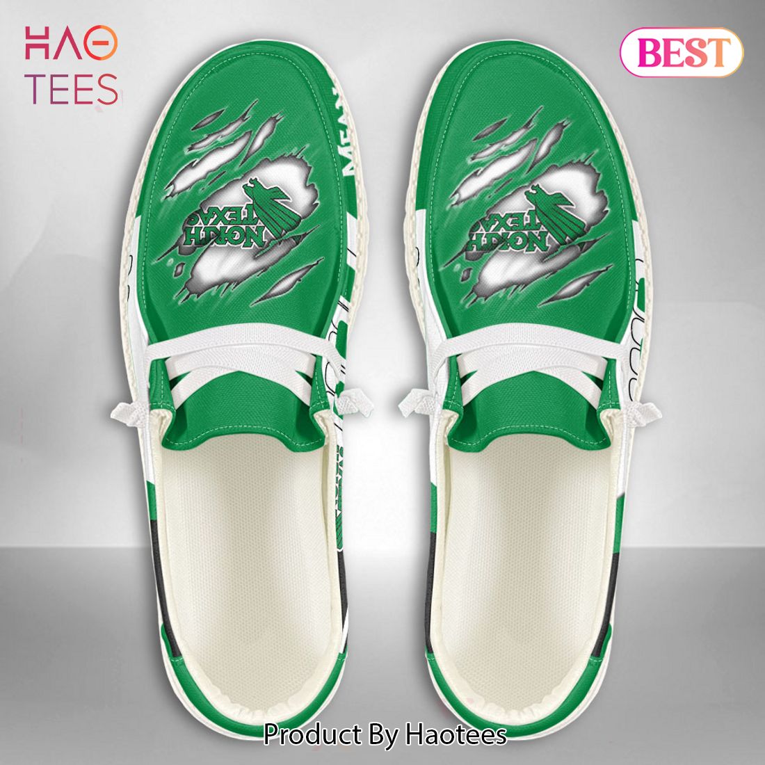 NCAA North Texas Green Custom Name Hey Dude Shoes NCAA North Texas Green Custom Name Hey Dude Shoes