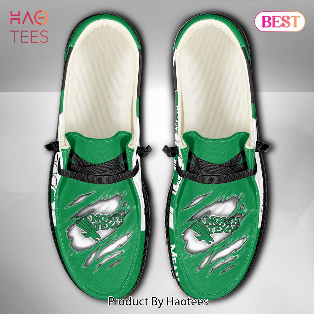 NCAA North Texas Green Custom Name Hey Dude Shoes NCAA North Texas Green Custom Name Hey Dude Shoes