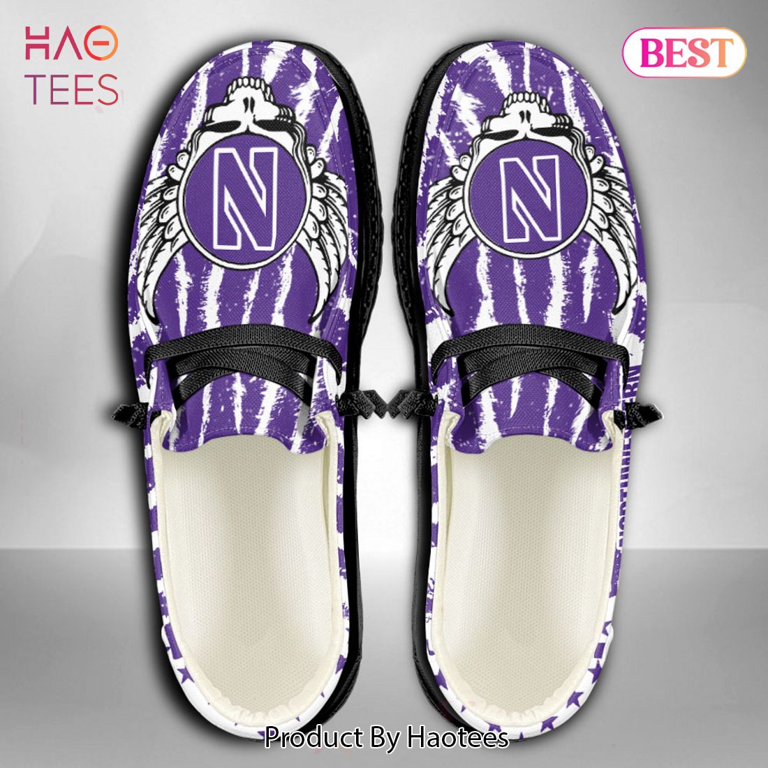 NCAA Northwestern Wildcats Custom Name Hey Dude Shoes NCAA Northwestern Wildcats Custom Name Hey Dude Shoes