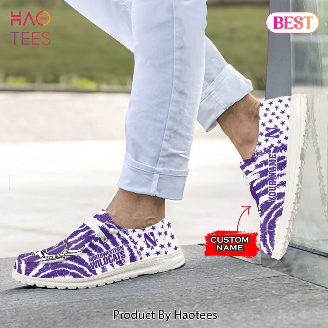 NCAA Northwestern Wildcats Custom Name Hey Dude Shoes NCAA Northwestern Wildcats Custom Name Hey Dude Shoes
