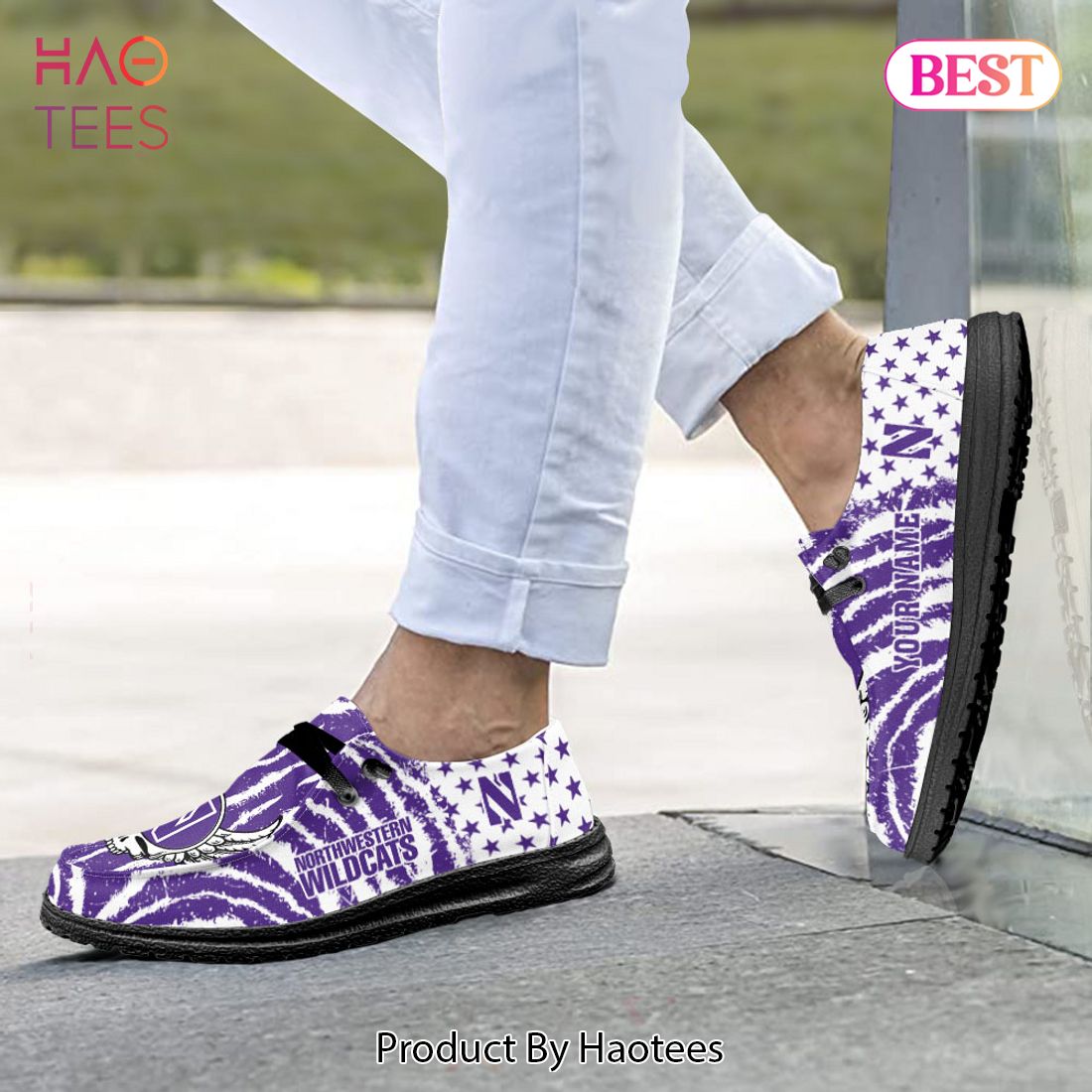 NCAA Northwestern Wildcats Custom Name Hey Dude Shoes NCAA Northwestern Wildcats Custom Name Hey Dude Shoes