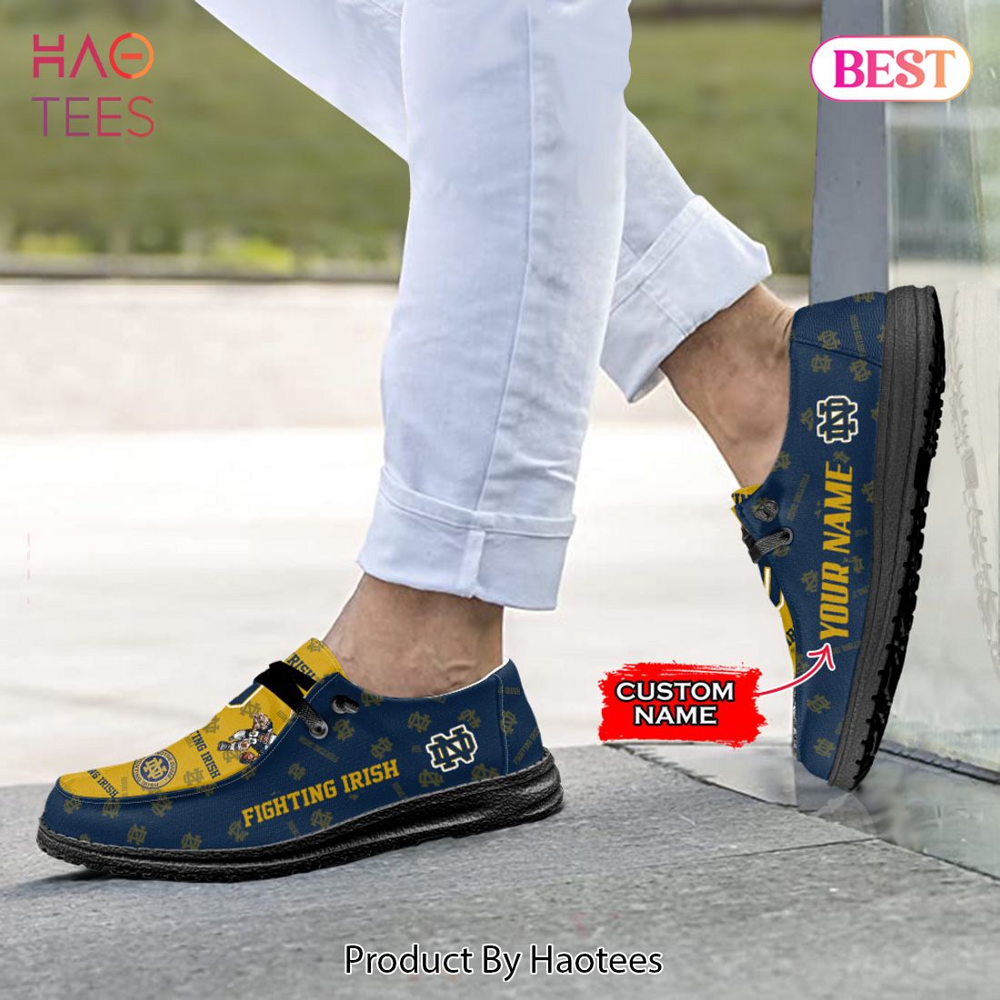 NCAA Notre Dame Fighting Irish Custom Name Hey Dude Shoes NCAA Notre Dame Fighting Irish Custom Name Hey Dude Shoes