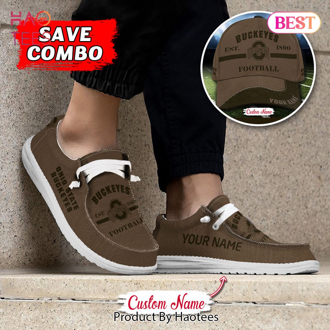 NCAA Ohio State Buckeyes Custom Name Hey Dude Shoes NCAA Ohio State Buckeyes Custom Name Hey Dude Shoes