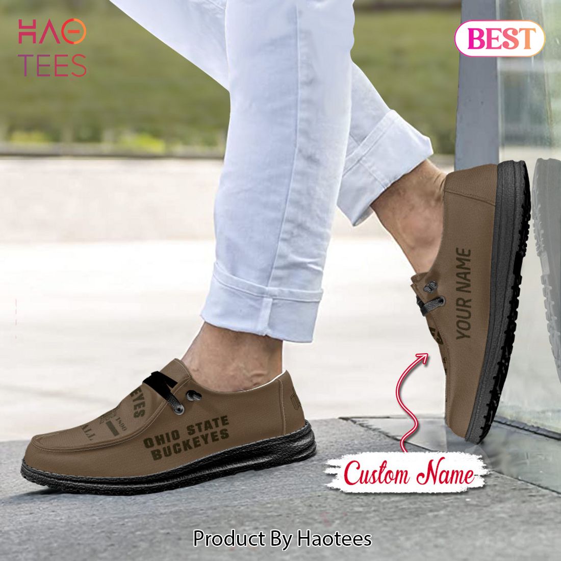 NCAA Ohio State Buckeyes Custom Name Hey Dude Shoes NCAA Ohio State Buckeyes Custom Name Hey Dude Shoes