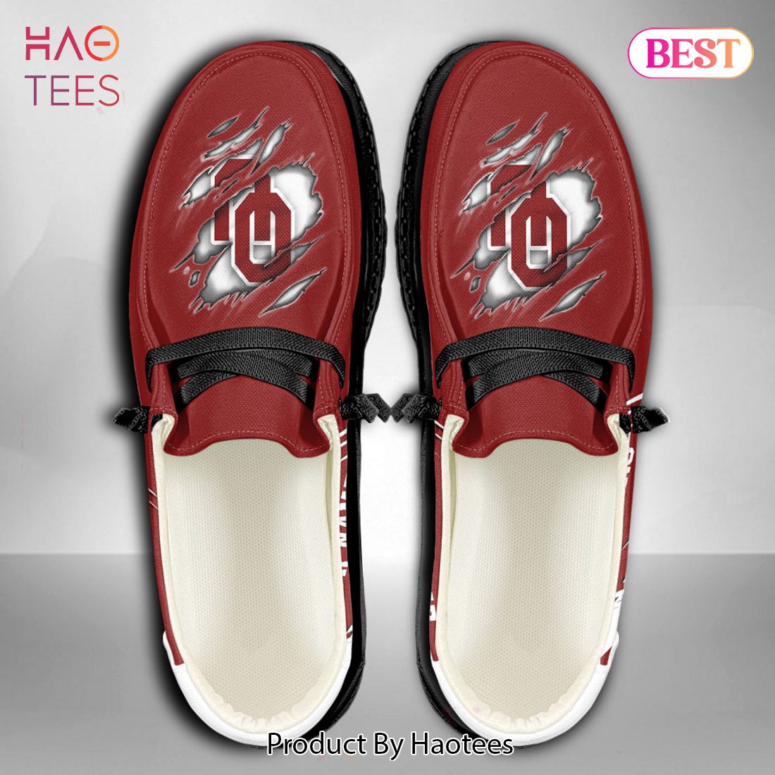 NCAA Oklahoma Sooners Custom Name Hey Dude Shoes 10 M79 NCAA Oklahoma Sooners Custom Name Hey Dude Shoes 10 M79