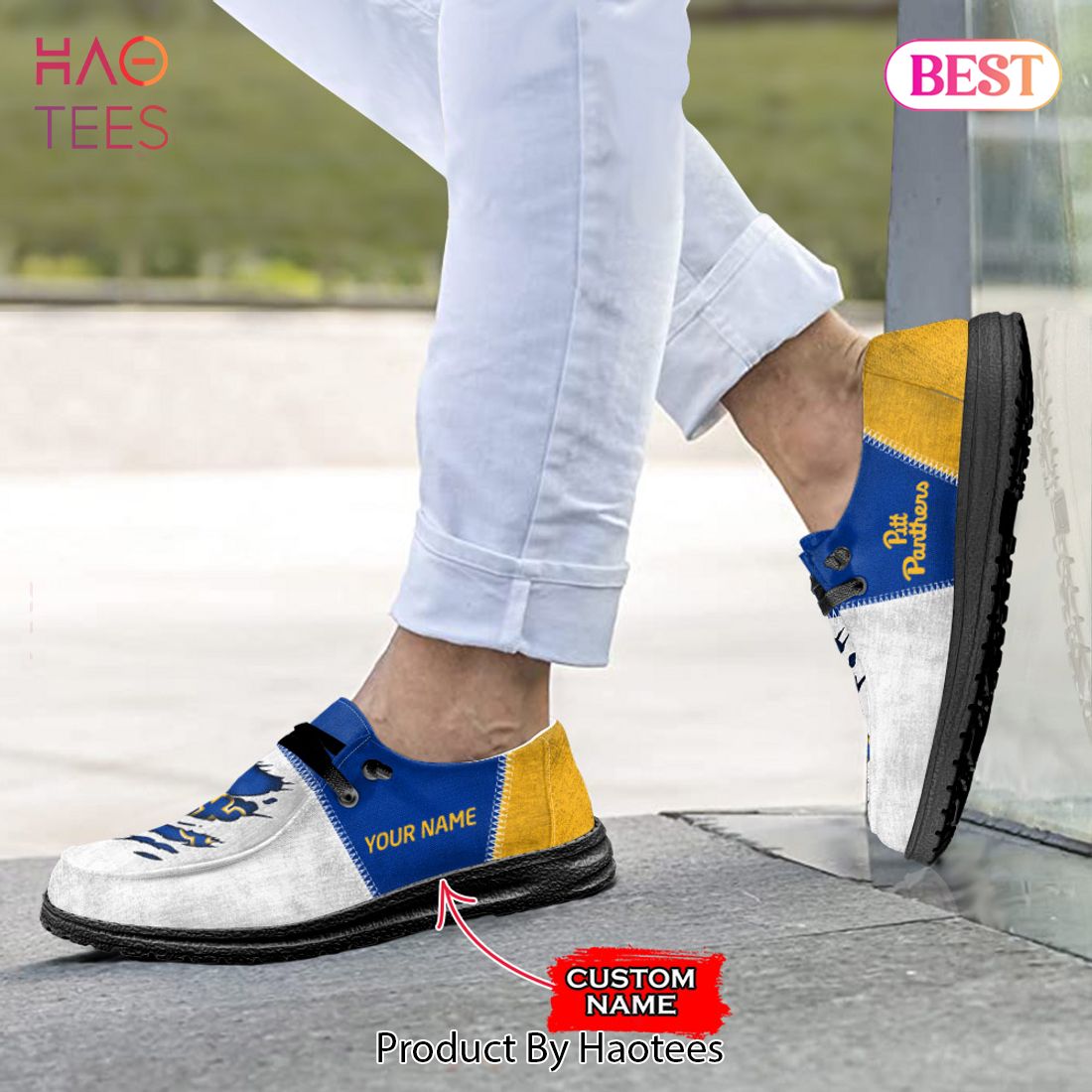 NCAA Pittsburgh Panthers Custom Name Hey Dude Shoes 09 M79 NCAA Pittsburgh Panthers Custom Name Hey Dude Shoes 09 M79
