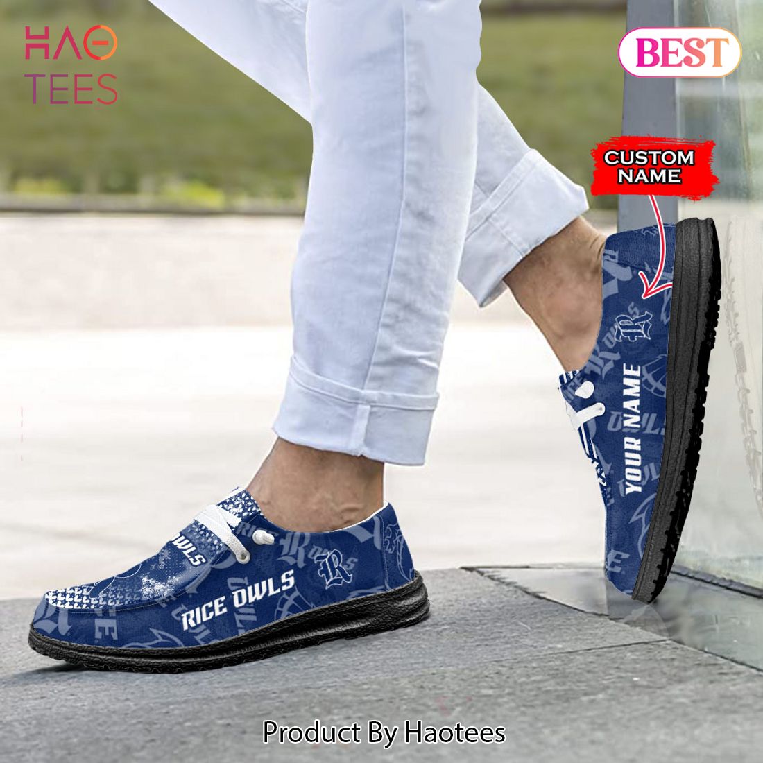 NCAA Rice Owls Custom Name Hey Dude Shoes 03 M7 NCAA Rice Owls Custom Name Hey Dude Shoes 03 M7
