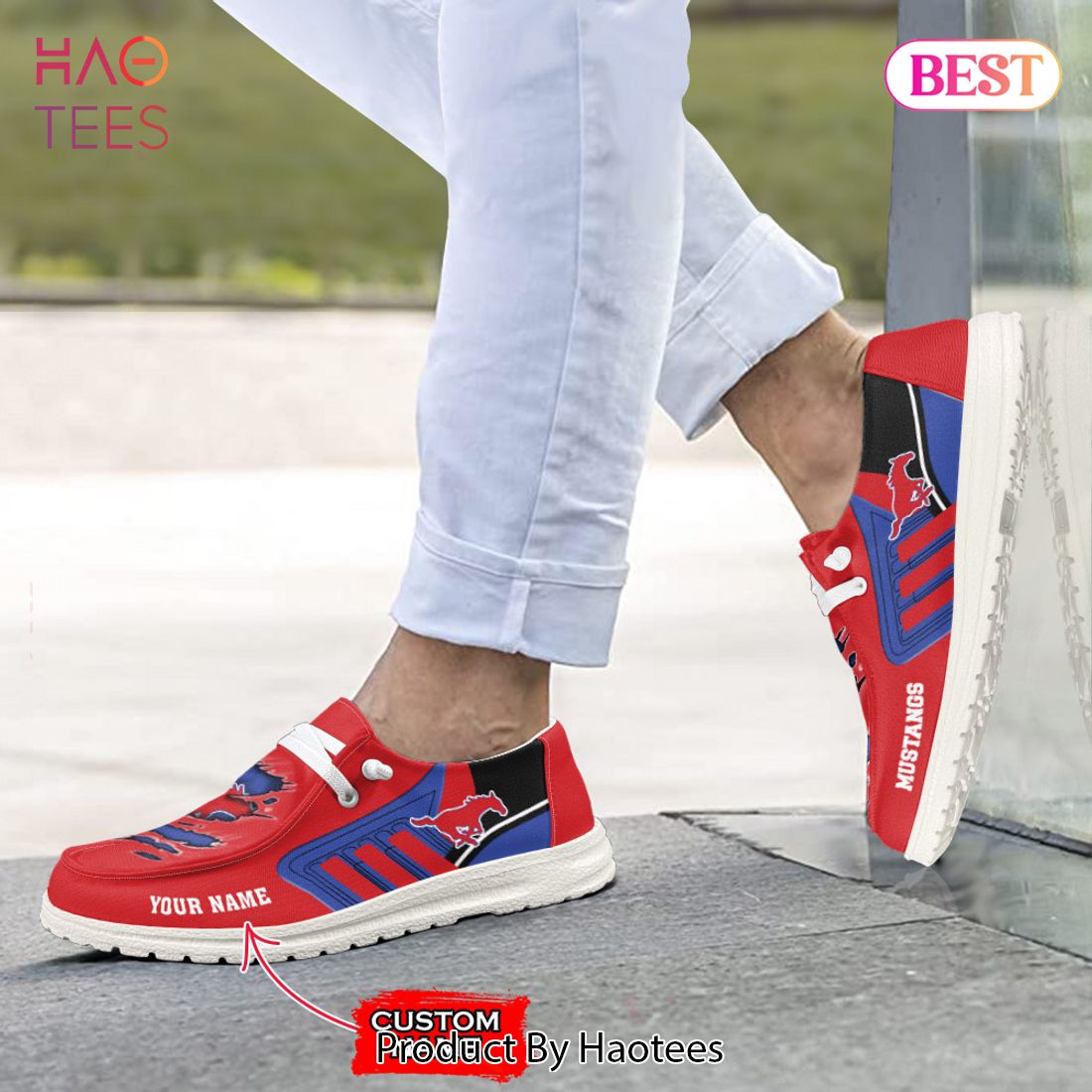 NCAA SMU Mustangs Custom Name Hey Dude Shoes 07 M7 NCAA SMU Mustangs Custom Name Hey Dude Shoes 07 M7