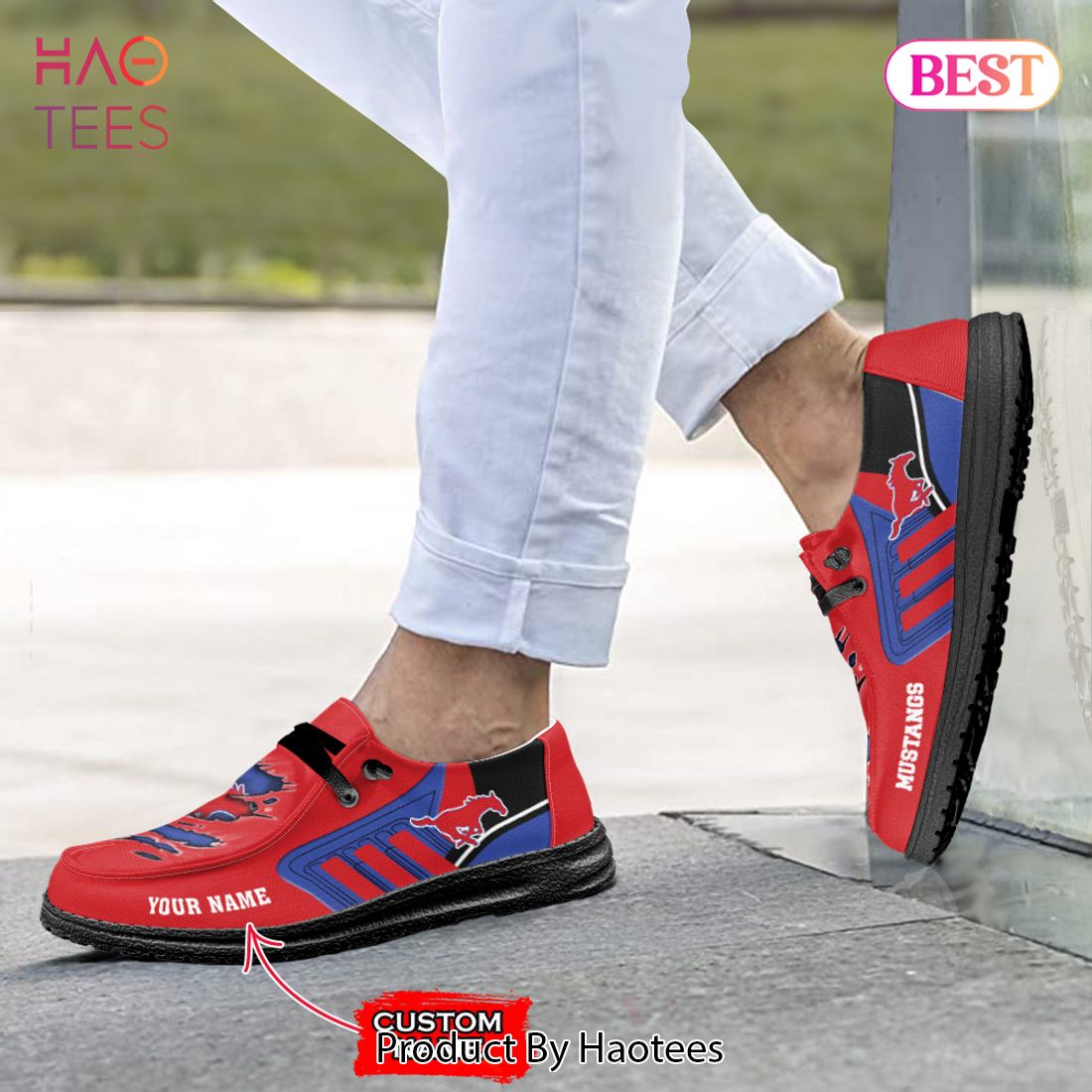 NCAA SMU Mustangs Custom Name Hey Dude Shoes 07 M7 NCAA SMU Mustangs Custom Name Hey Dude Shoes 07 M7
