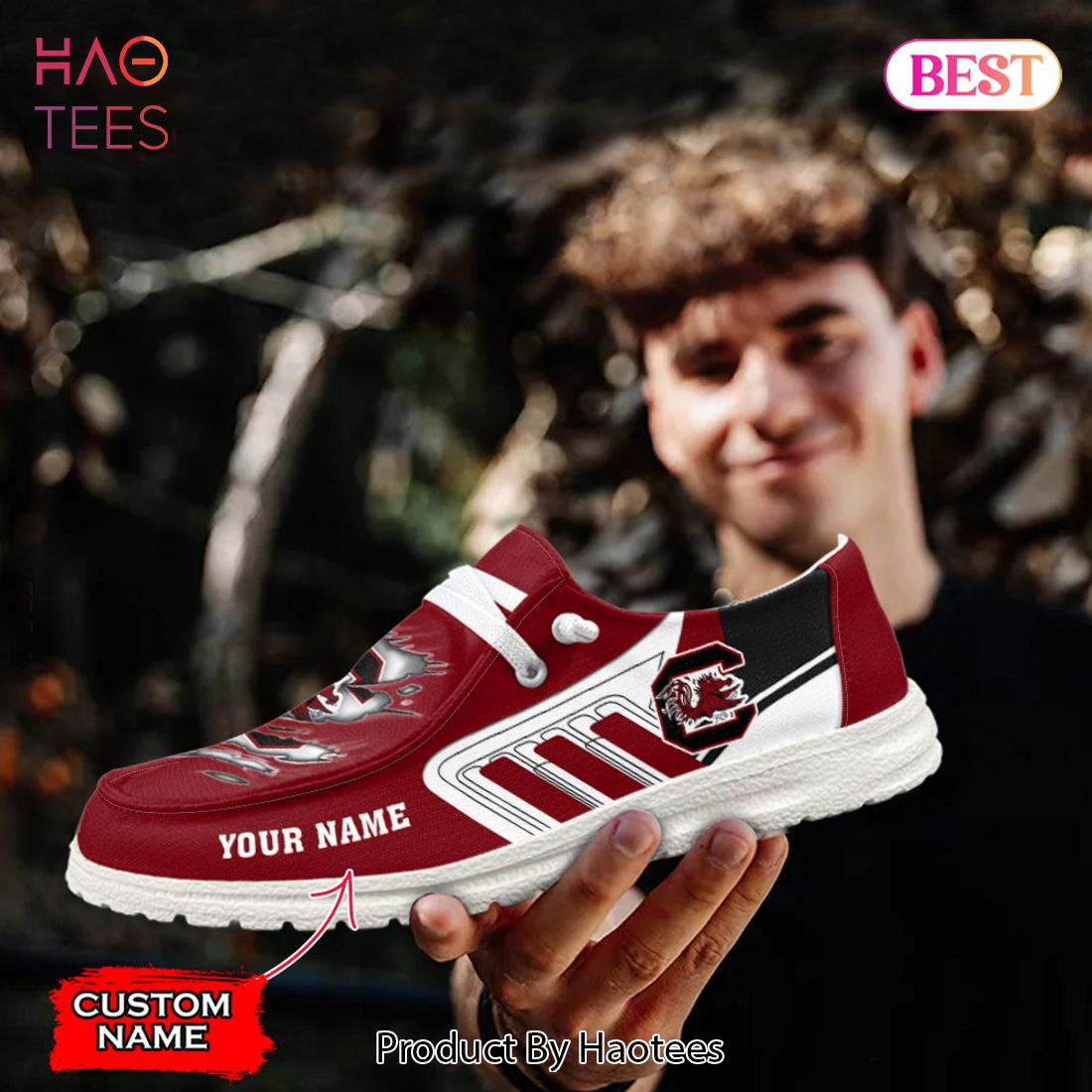 NCAA South Carolina Gamecocks Custom Name Hey Dude Shoes 07 M7 NCAA South Carolina Gamecocks Custom Name Hey Dude Shoes 07 M7