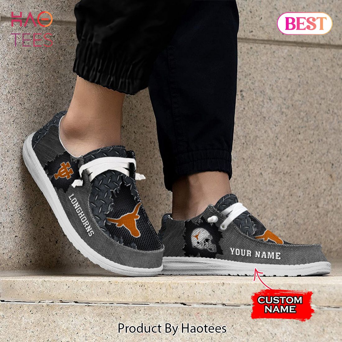 NCAA Texas Longhorns Custom Name Hey Dude Shoes NCAA Texas Longhorns Custom Name Hey Dude Shoes