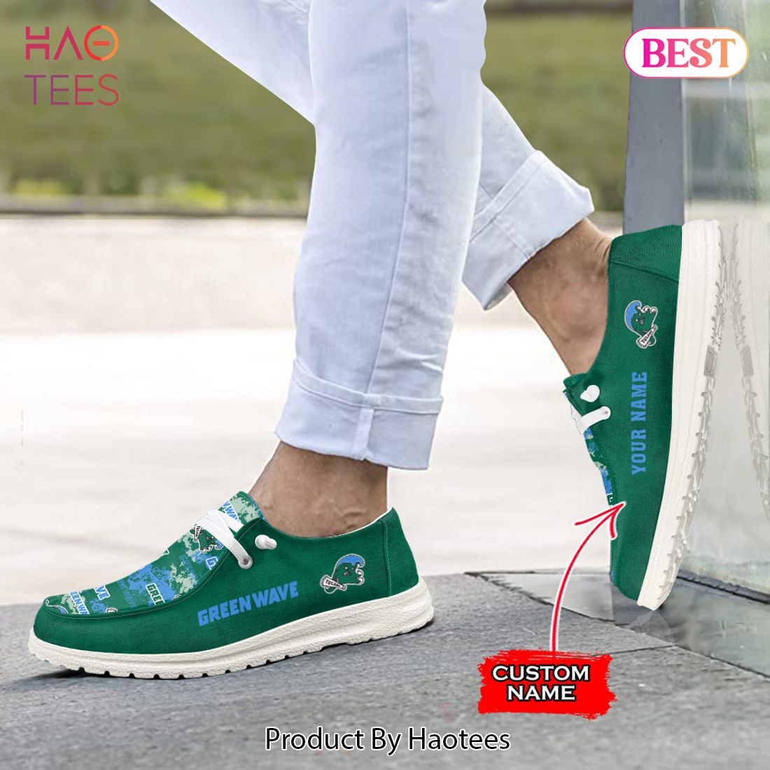 NCAA Tulane Green Wave Custom Name Hey Dude Shoes 05 M7 NCAA Tulane Green Wave Custom Name Hey Dude Shoes 05 M7