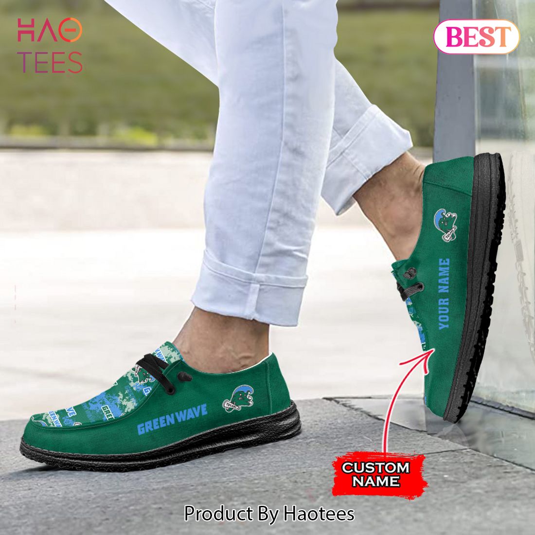 NCAA Tulane Green Wave Custom Name Hey Dude Shoes 05 M7 NCAA Tulane Green Wave Custom Name Hey Dude Shoes 05 M7