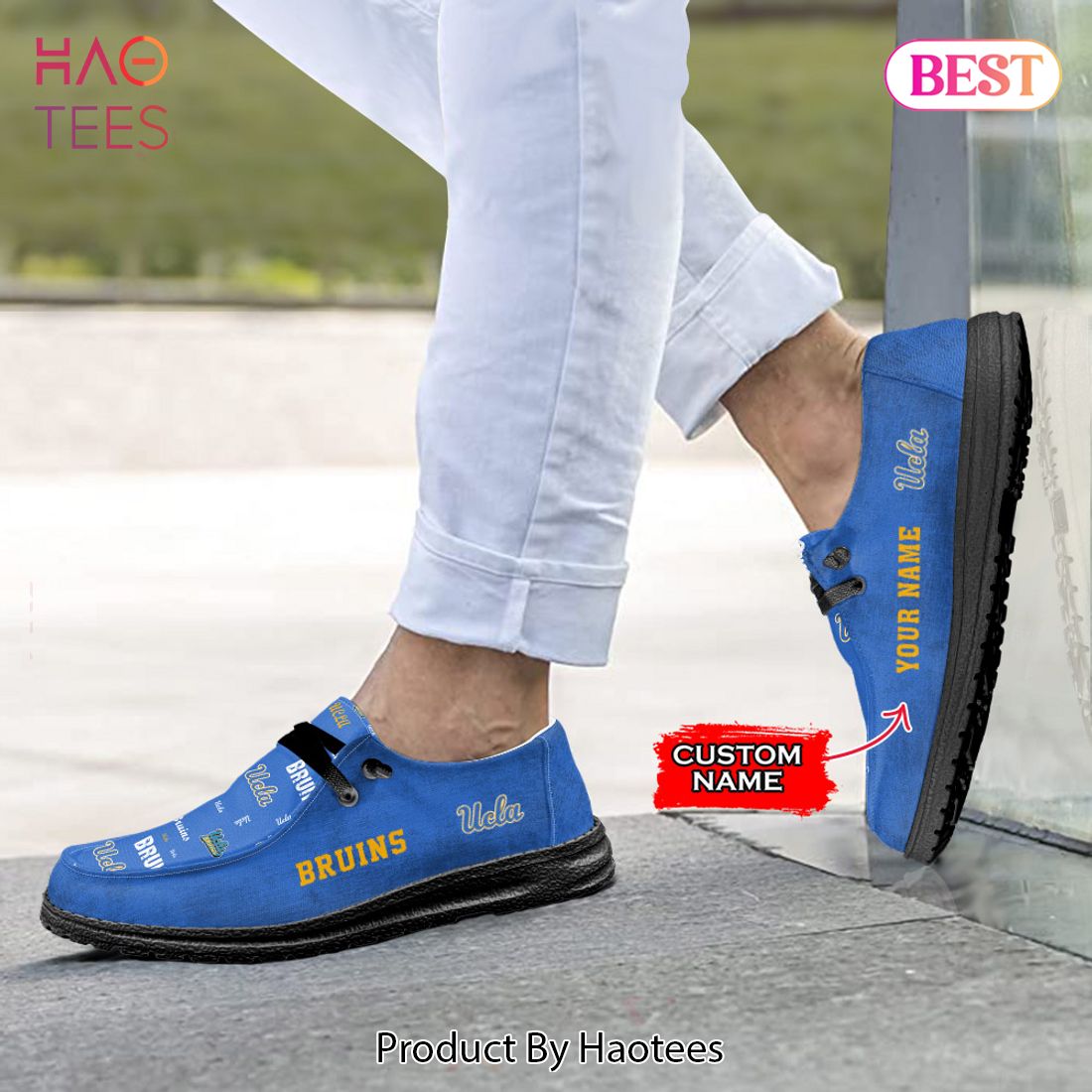 NCAA UCLA Bruins Custom Name Hey Dude Shoes 04 M7 NCAA UCLA Bruins Custom Name Hey Dude Shoes 04 M7