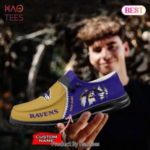 NFL Baltimore Ravens Custom Name Hey Dude Shoes