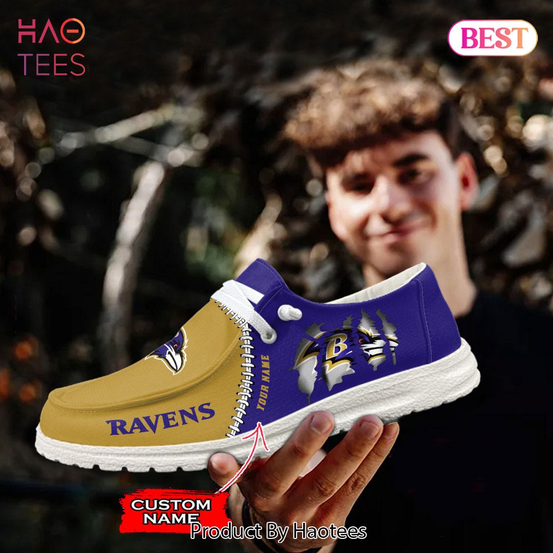 NFL Baltimore Ravens Custom Name Hey Dude Shoes NFL Baltimore Ravens Custom Name Hey Dude Shoes