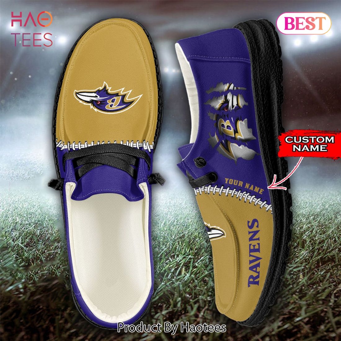 NFL Baltimore Ravens Custom Name Hey Dude Shoes NFL Baltimore Ravens Custom Name Hey Dude Shoes