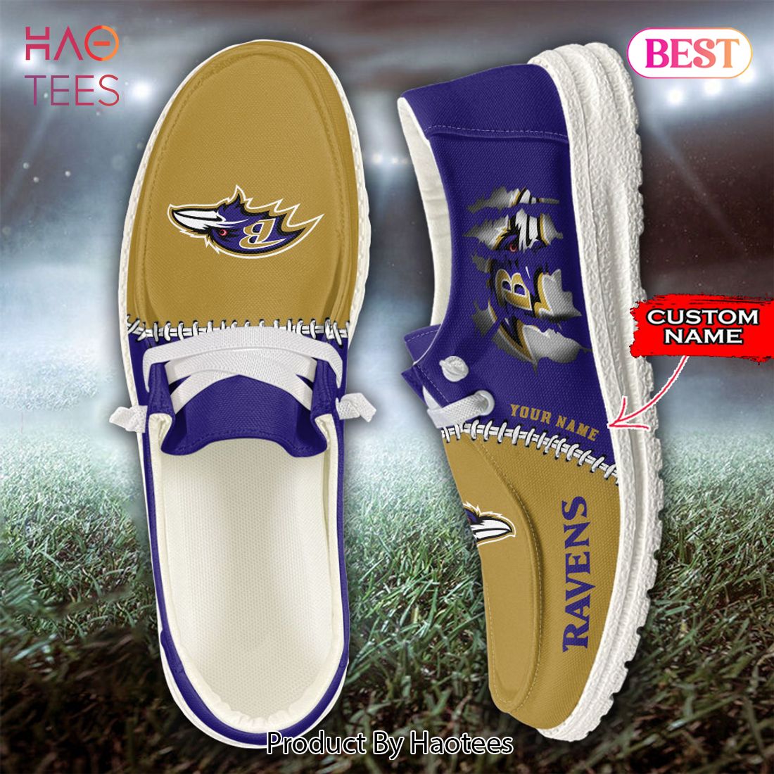 NFL Baltimore Ravens Custom Name Hey Dude Shoes NFL Baltimore Ravens Custom Name Hey Dude Shoes
