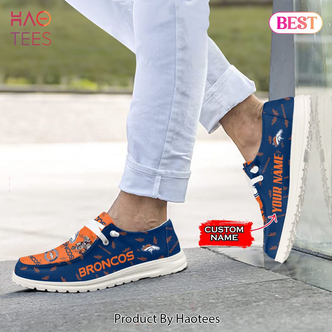 NFL Denver Broncos Custom Name Hey Dude Shoes 01 M22 NFL Denver Broncos Custom Name Hey Dude Shoes 01 M22