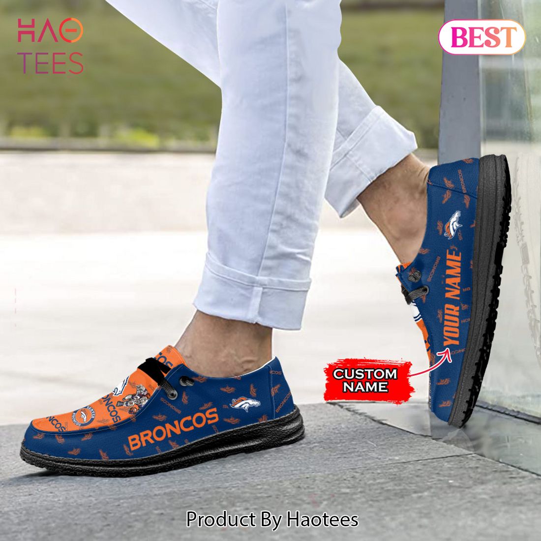 NFL Denver Broncos Custom Name Hey Dude Shoes 01 M22 NFL Denver Broncos Custom Name Hey Dude Shoes 01 M22