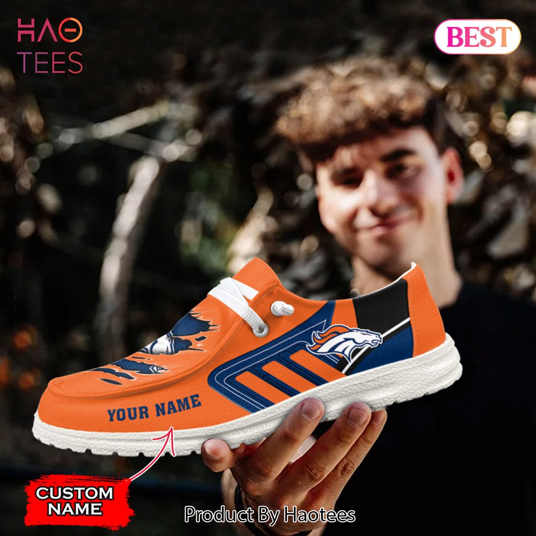 NFL Denver Broncos Custom Name Hey Dude Shoes 07 M7 NFL Denver Broncos Custom Name Hey Dude Shoes 07 M7
