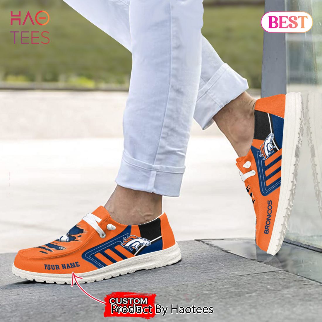 NFL Denver Broncos Custom Name Hey Dude Shoes 07 M7 NFL Denver Broncos Custom Name Hey Dude Shoes 07 M7