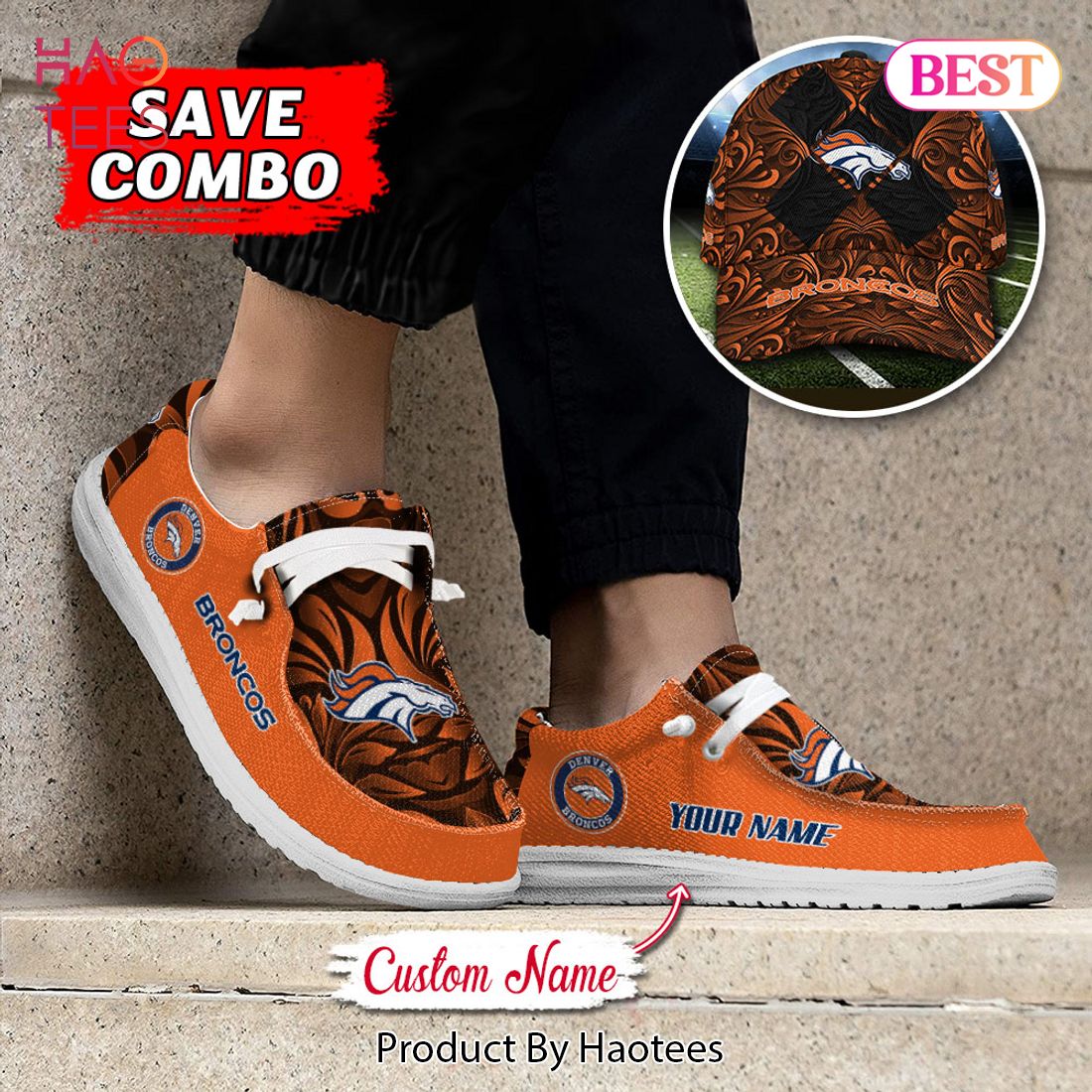NFL Denver Broncos Custom Name Hey Dude Shoes NFL Denver Broncos Custom Name Hey Dude Shoes