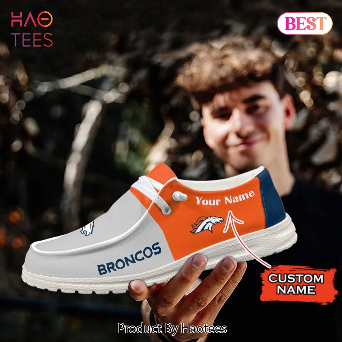 NFL Denver Broncos Custom Name Hey Dude Shoes 14 M79 NFL Denver Broncos Custom Name Hey Dude Shoes 14 M79