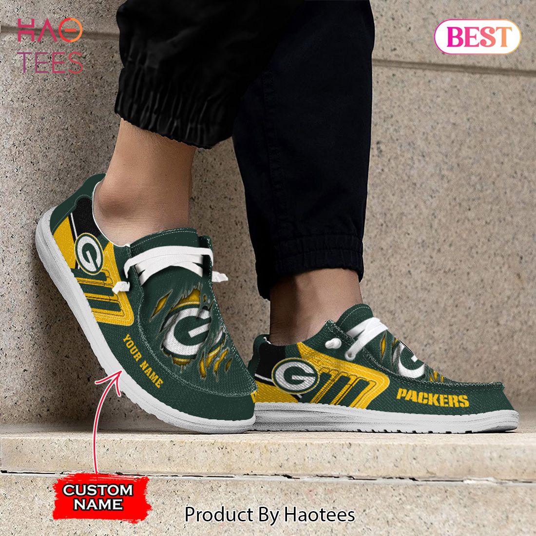 NFL Green Bay Packers Custom Name Hey Dude Shoes 07 M7 NFL Green Bay Packers Custom Name Hey Dude Shoes 07 M7