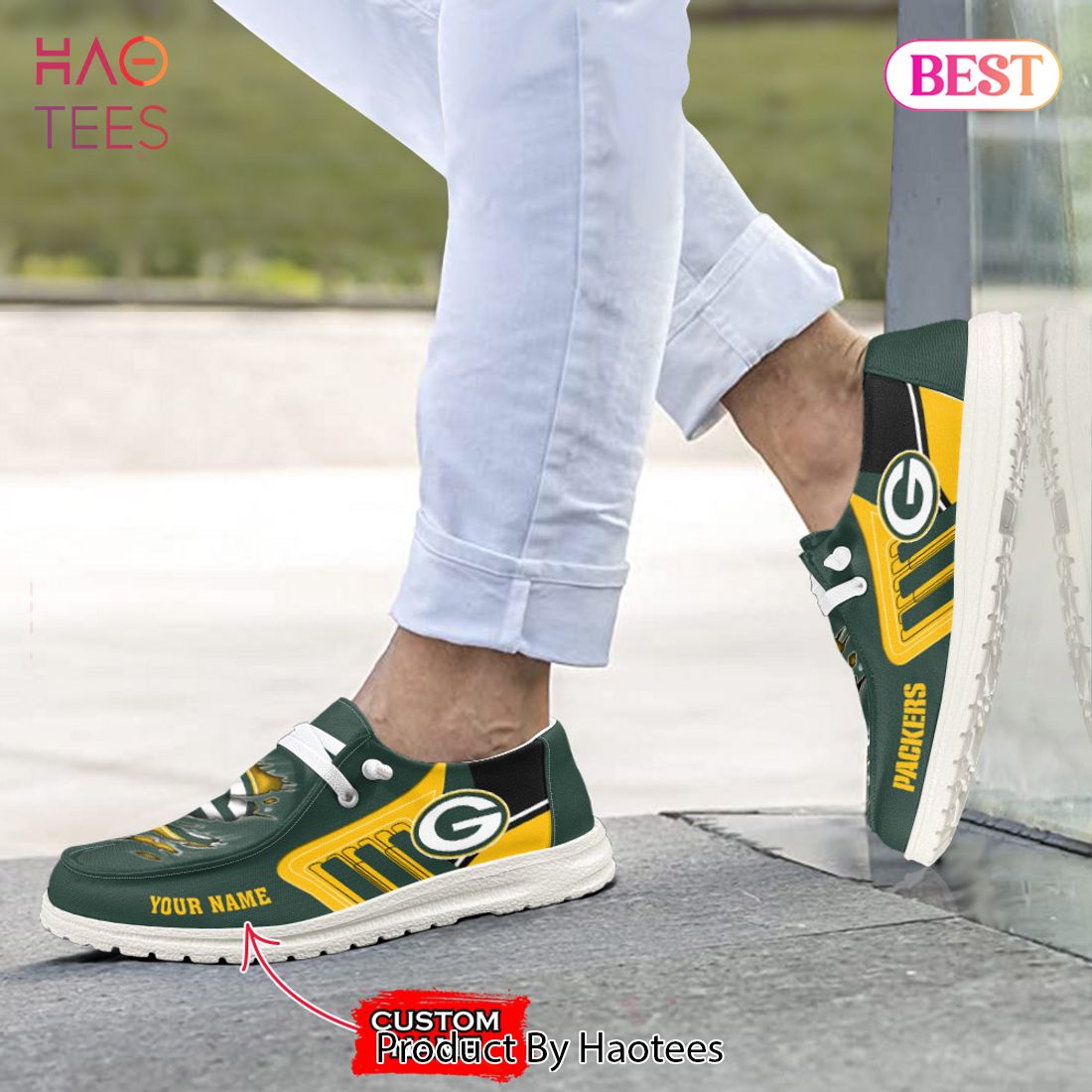 NFL Green Bay Packers Custom Name Hey Dude Shoes 07 M7 NFL Green Bay Packers Custom Name Hey Dude Shoes 07 M7